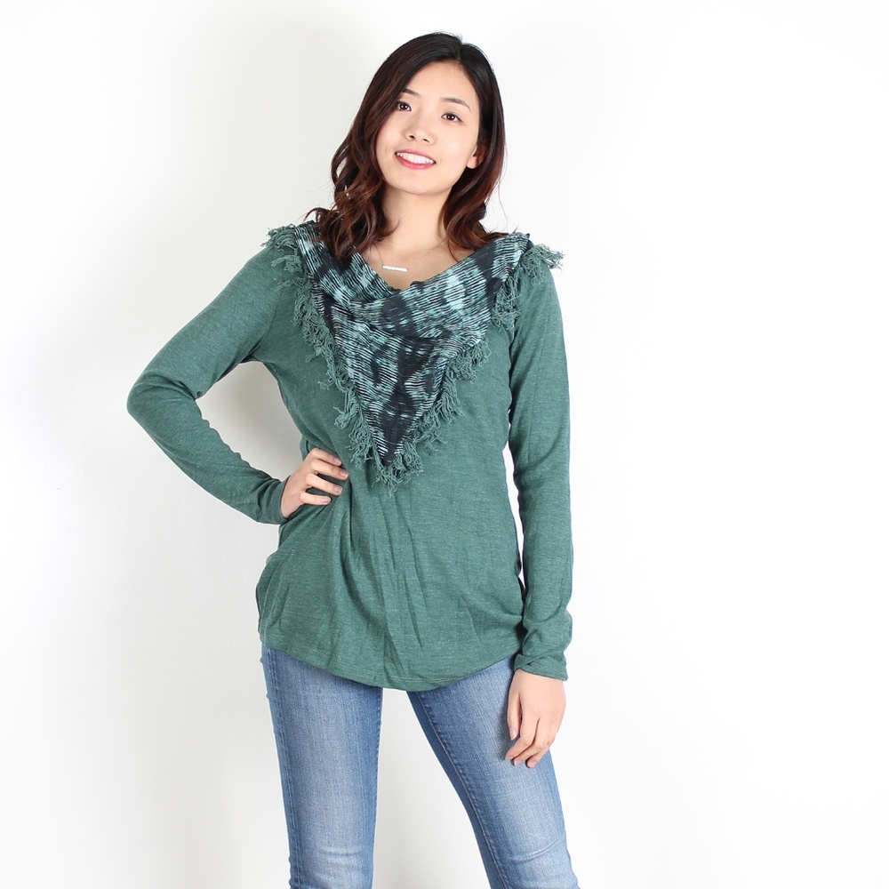 Hunter Green Scarf Front Sweater